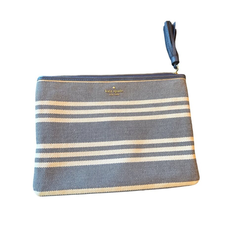 Kate Spade New York Striped Canvas Clutch Withโ Tassel Zipper
